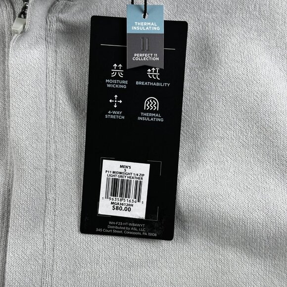 Walter Hagen Mens Clubhouse Midweight 1/4 Zip Golf Pullover Sweater L/Gray Sz S - Picture 9 of 11